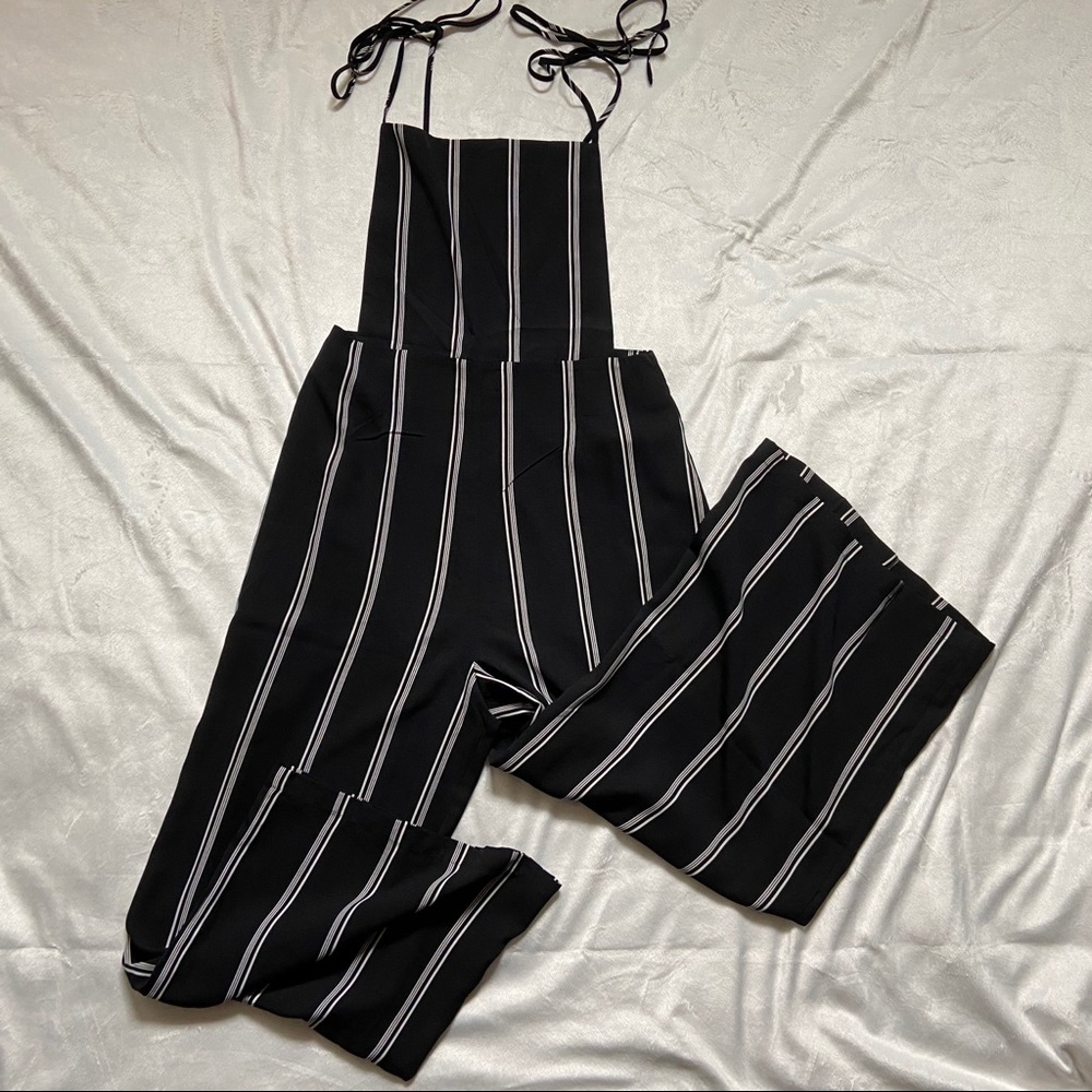 Forever 21 black and white striped jumpsuit
